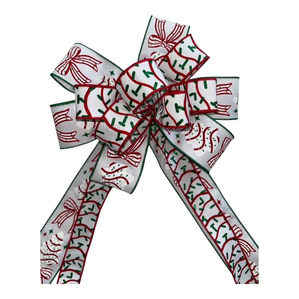 Tasty Cake Christmas Wreath Bow – 12 Inch Holiday Ribbon Bow